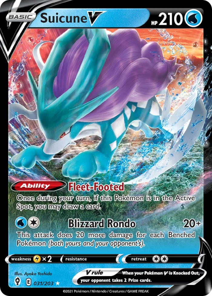Suicune V #31 Evolving Skies Pokemon card