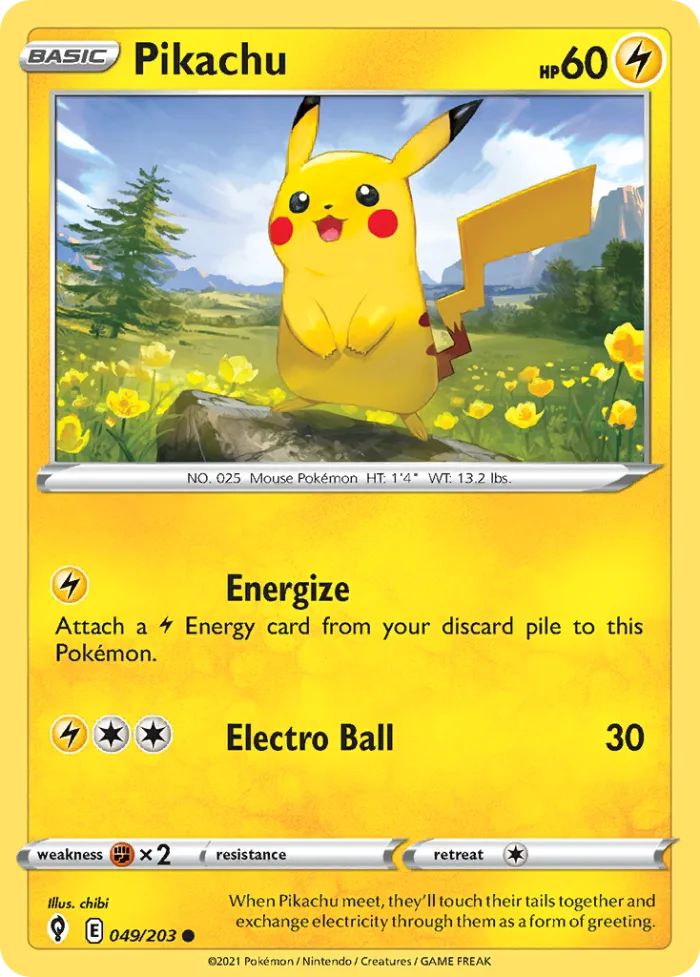 Pikachu #49 Evolving Skies Pokemon card