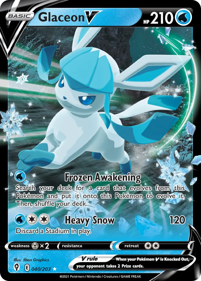 Glaceon V #40 Evolving Skies Pokemon card