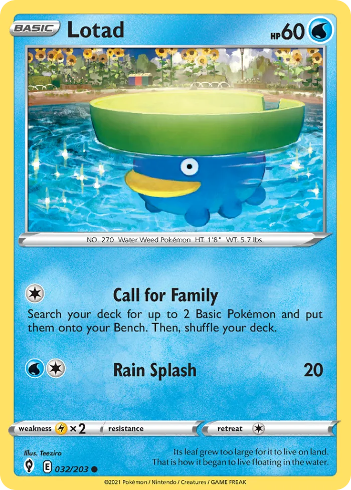 Lotad #32 Evolving Skies Pokemon card