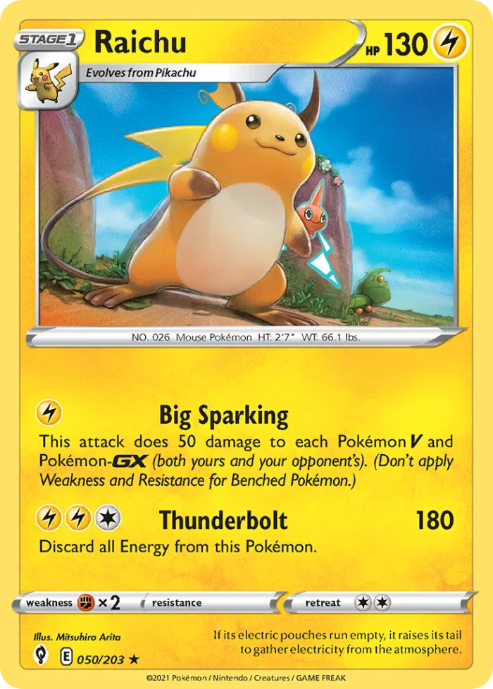 Raichu #50 Evolving Skies Pokemon card
