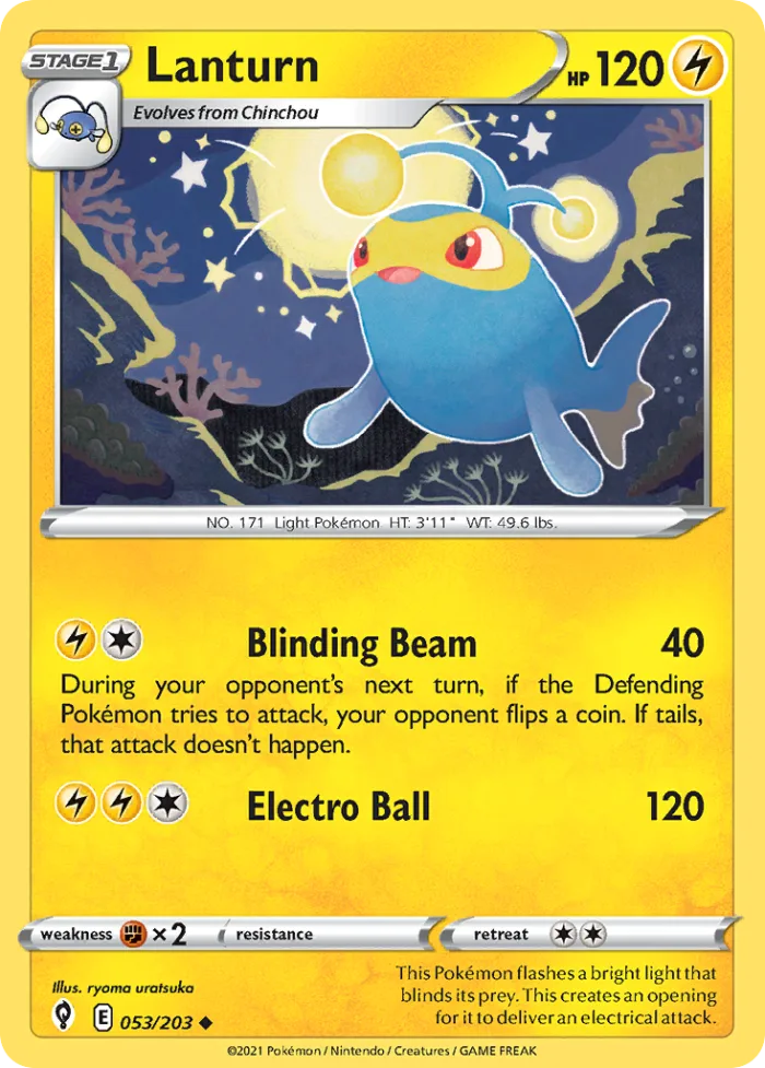 Lanturn #53 Evolving Skies Pokemon card