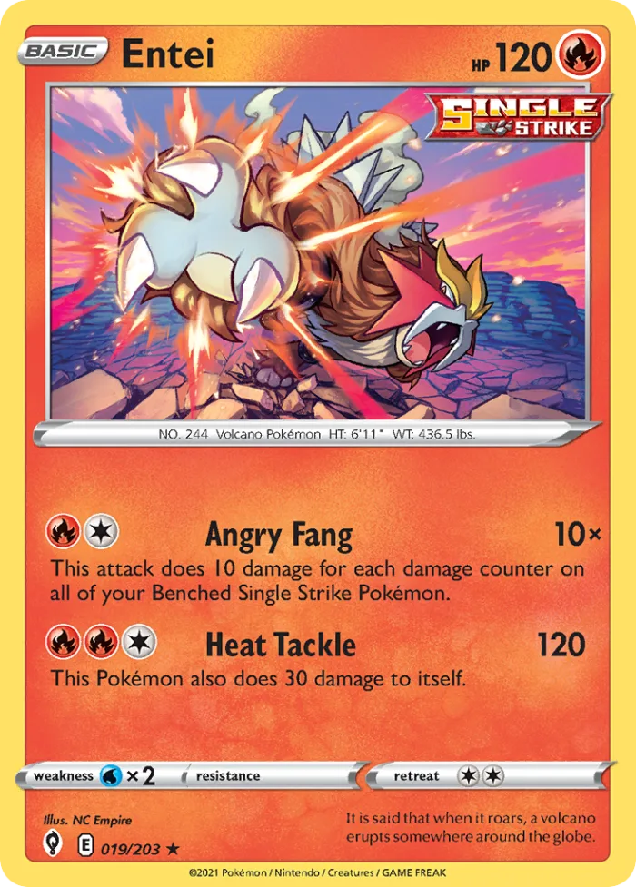 Entei #19 Evolving Skies Pokemon card