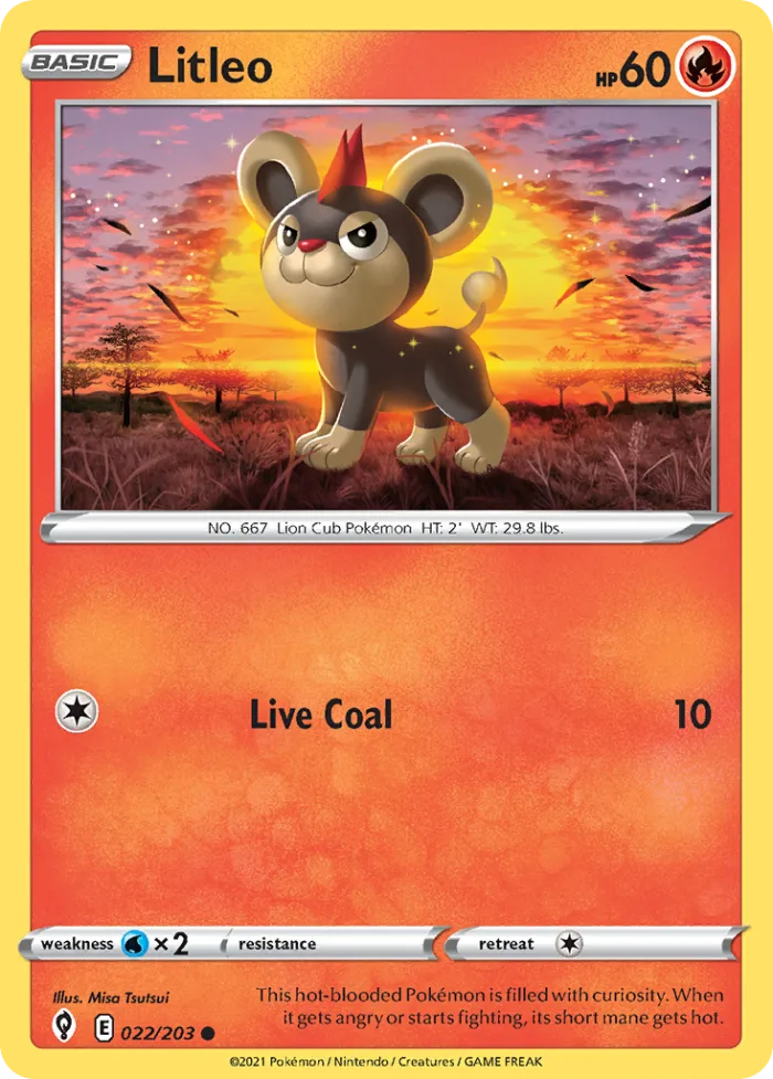 Litleo #22 Evolving Skies Pokemon card