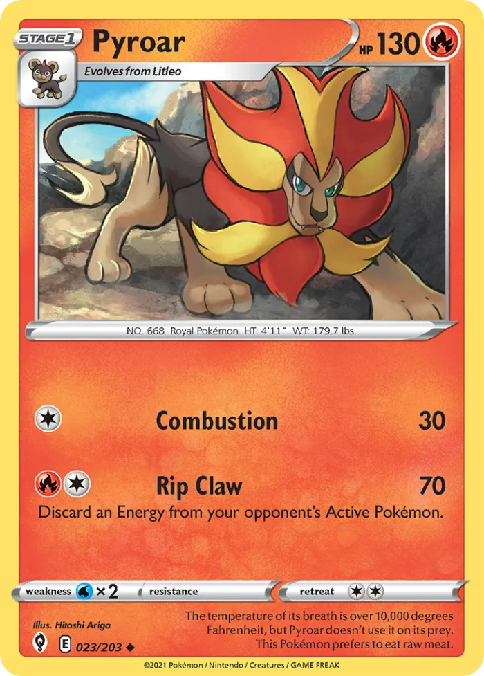 Pyroar #23 Evolving Skies Pokemon card