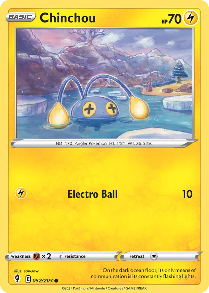 Chinchou #52 Evolving Skies Pokemon card