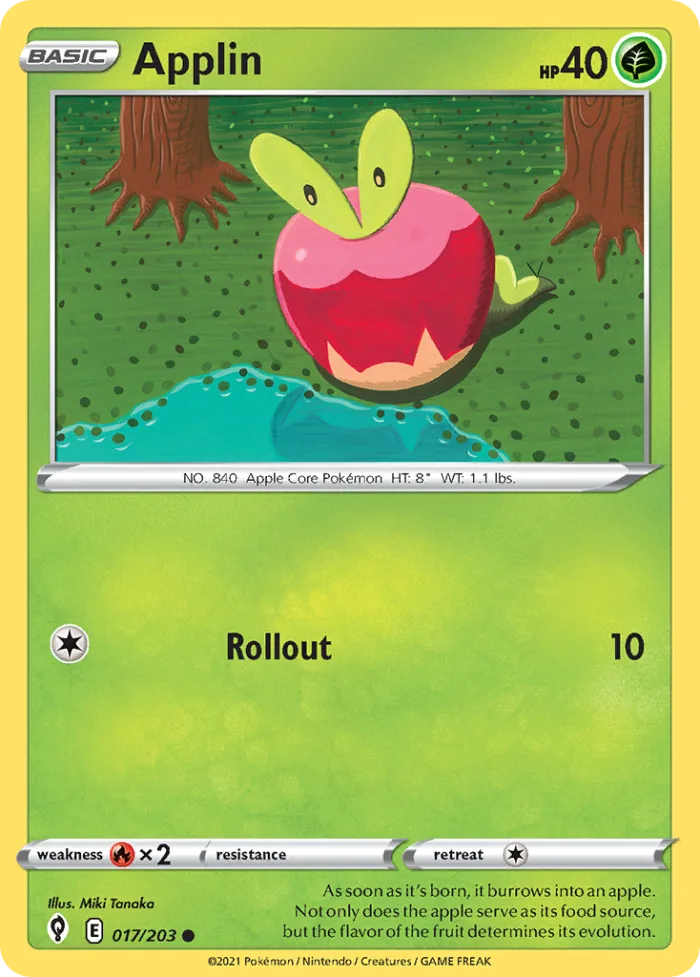 Applin #17 Evolving Skies Pokemon card