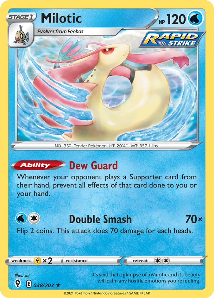 Milotic #38 Evolving Skies Pokemon card
