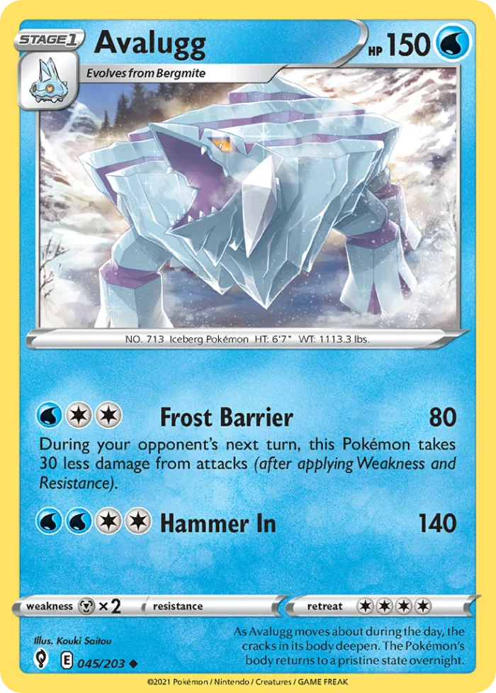 Avalugg #45 Evolving Skies Pokemon card