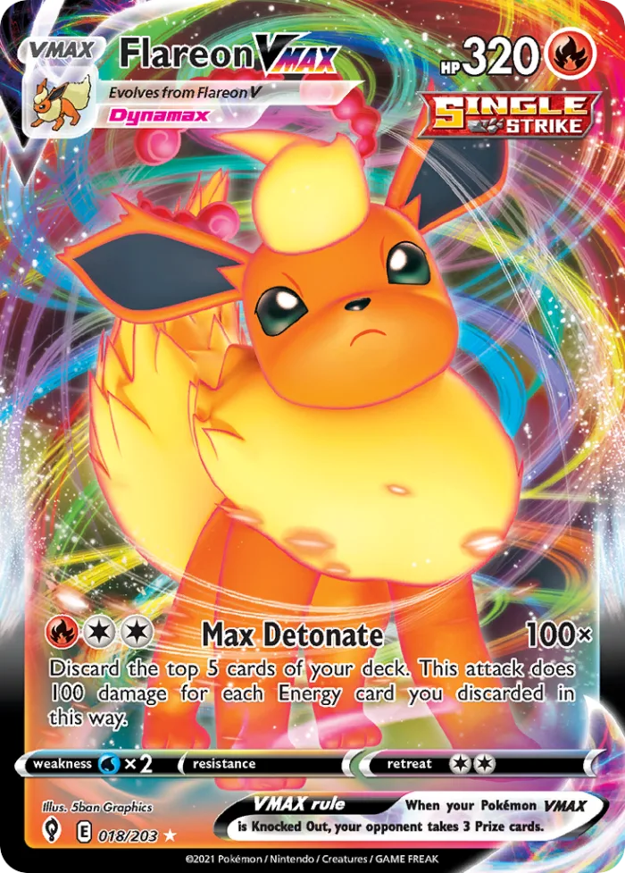 Flareon VMAX #18 Evolving Skies Pokemon card