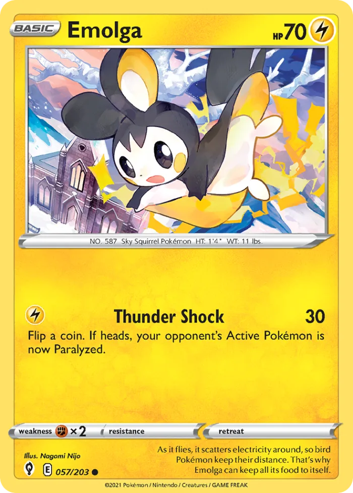 Emolga #57 Evolving Skies Pokemon card