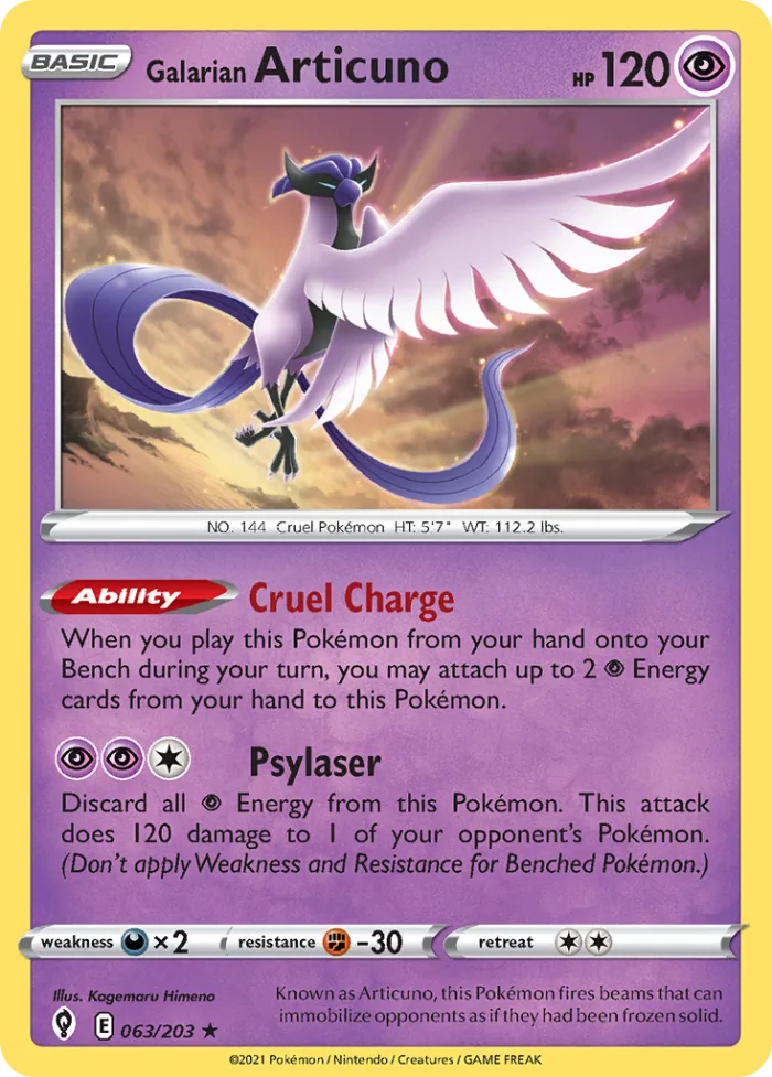Galarian Articuno #63 Evolving Skies Pokemon card