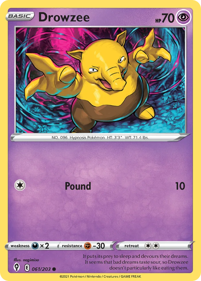 Drowzee #61 Evolving Skies Pokemon card