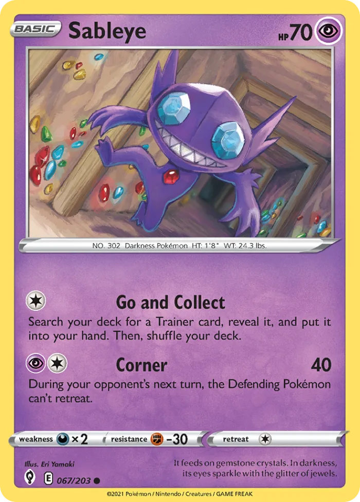 Sableye #67 Evolving Skies Pokemon card