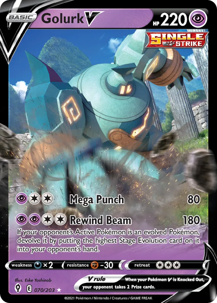 Golurk V #70 Evolving Skies Pokemon card