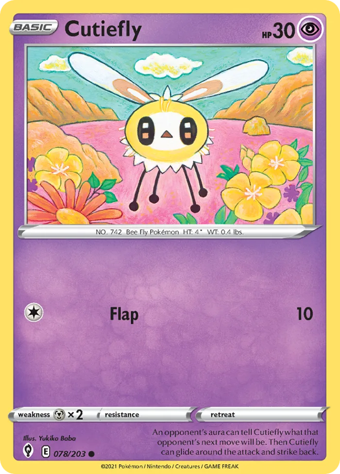 Cutiefly #78 Evolving Skies Pokemon card