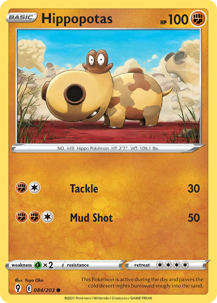 Hippopotas #84 Evolving Skies Pokemon card