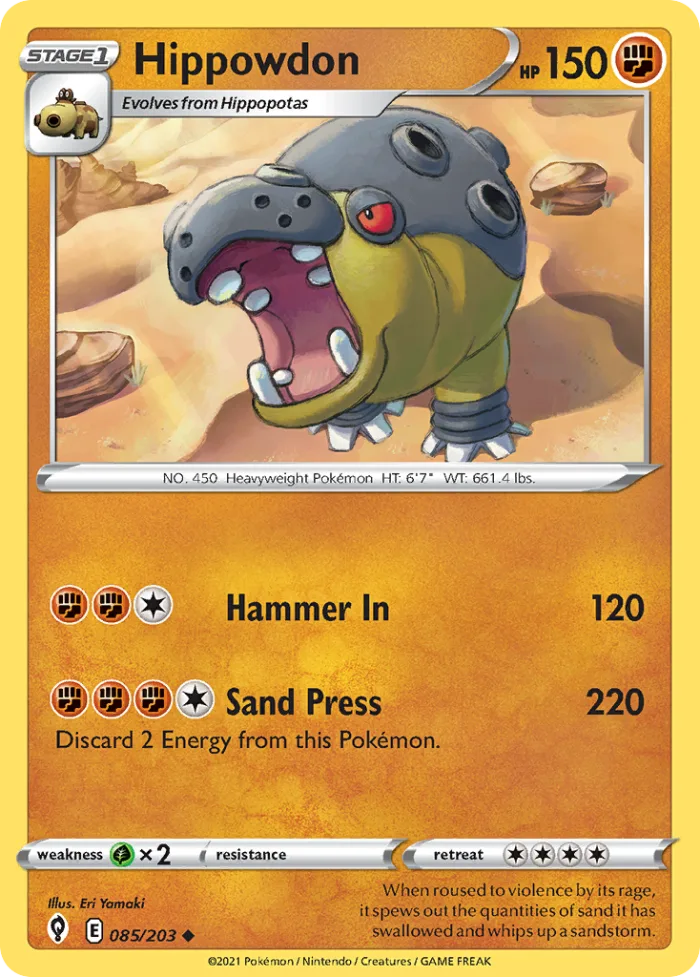 Hippowdon #85 Evolving Skies Pokemon card