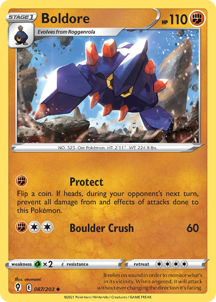 Boldore #87 Evolving Skies Pokemon card