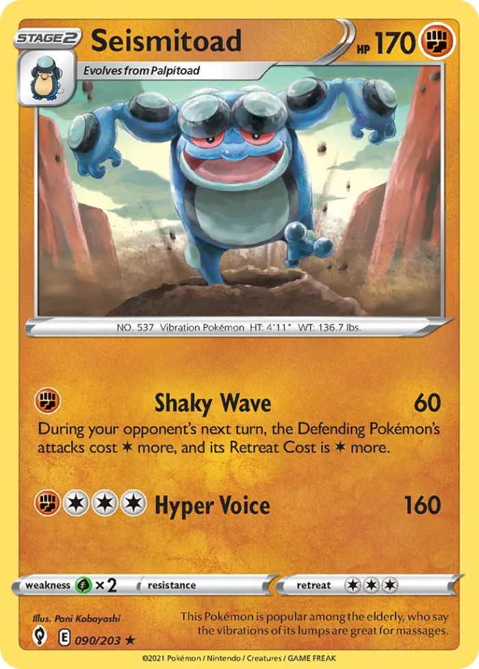 Seismitoad #90 Evolving Skies Pokemon card