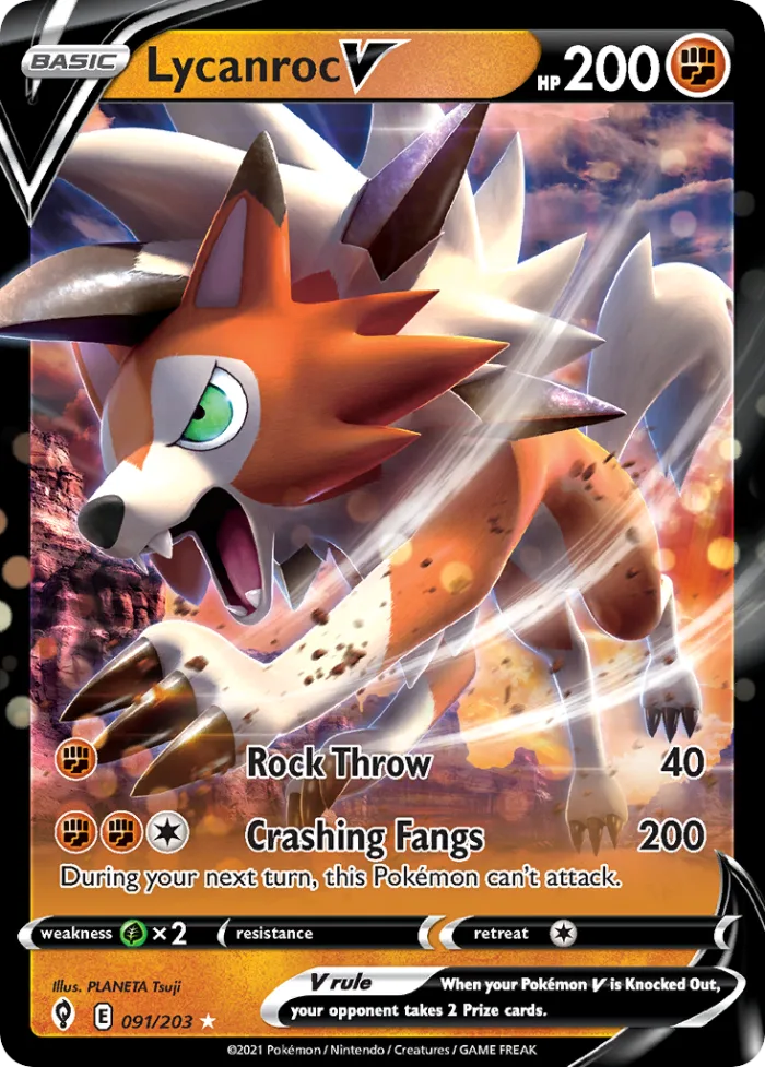 Lycanroc V #91 Evolving Skies Pokemon card
