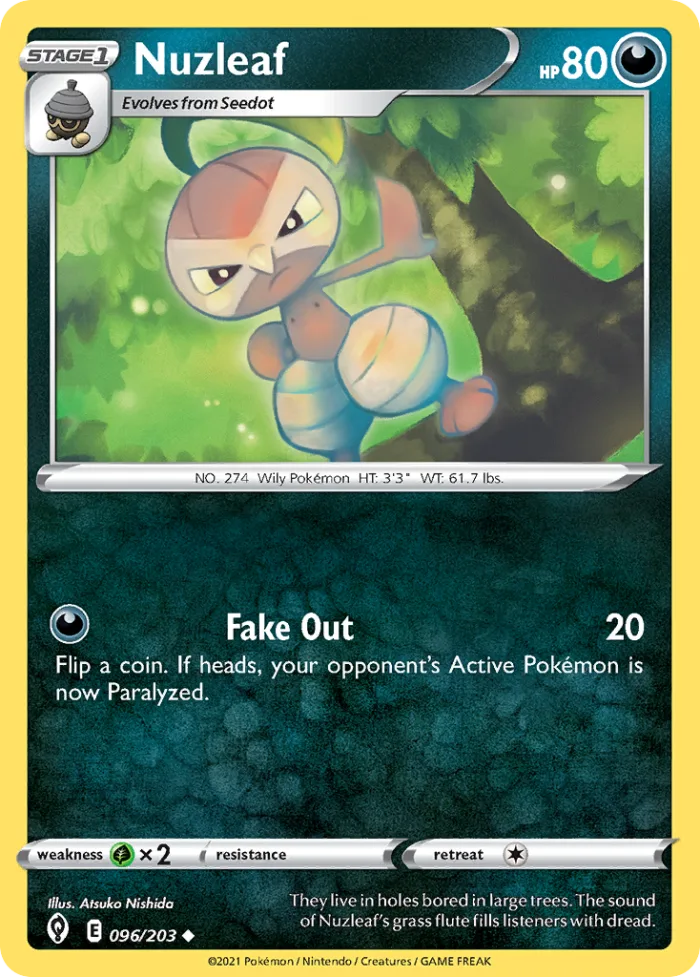 Nuzleaf #96 Evolving Skies Pokemon card