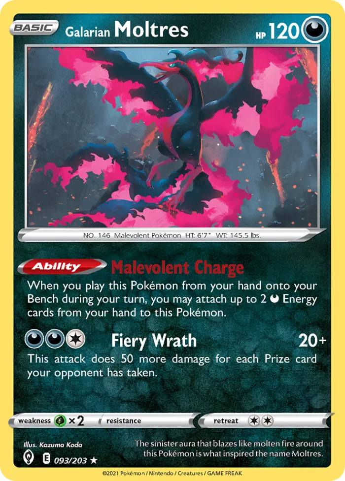 Galarian Moltres #93 Evolving Skies Pokemon card