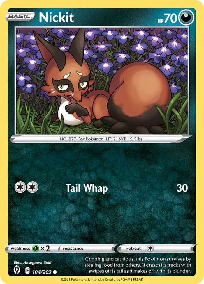 Nickit #104 Evolving Skies Pokemon card