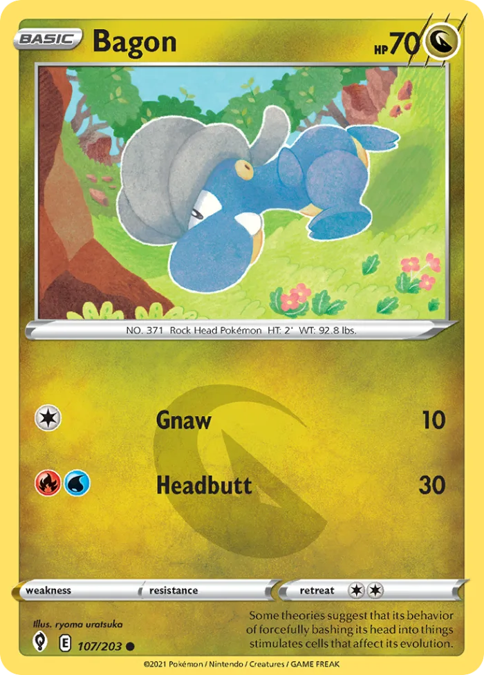 Bagon #107 Evolving Skies Pokemon card