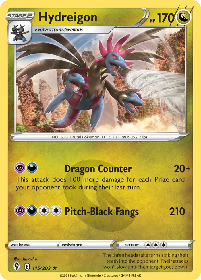 Hydreigon #115 Evolving Skies Pokemon card