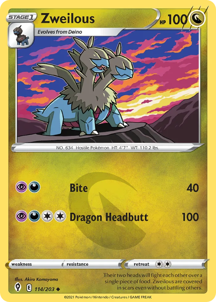 Zweilous #114 Evolving Skies Pokemon card