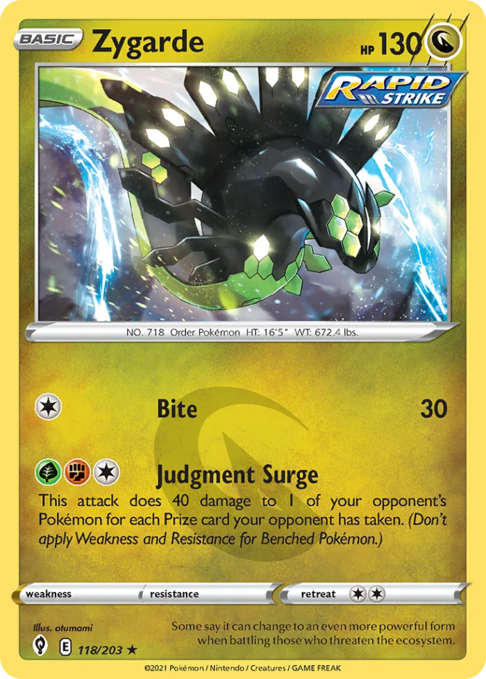 Zygarde #118 Evolving Skies Pokemon card