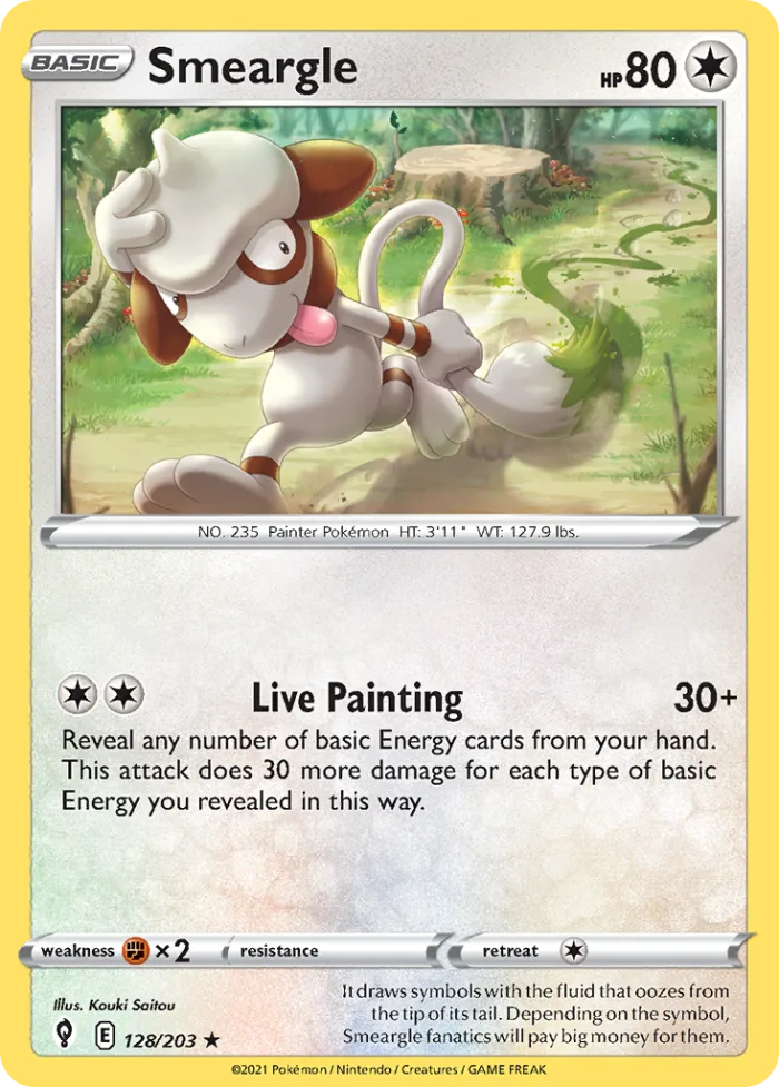 Smeargle #128 Evolving Skies Pokemon card