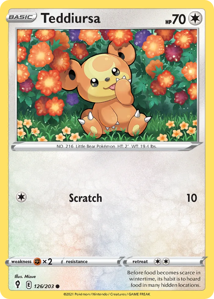 Teddiursa #126 Evolving Skies Pokemon card