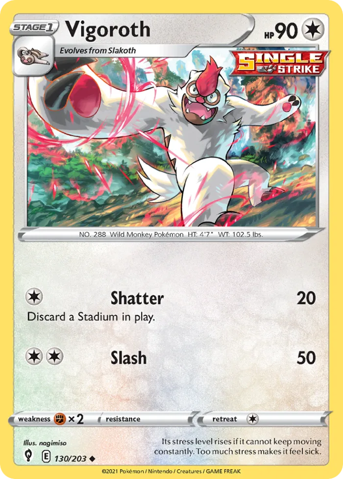 Vigoroth #130 Evolving Skies Pokemon card