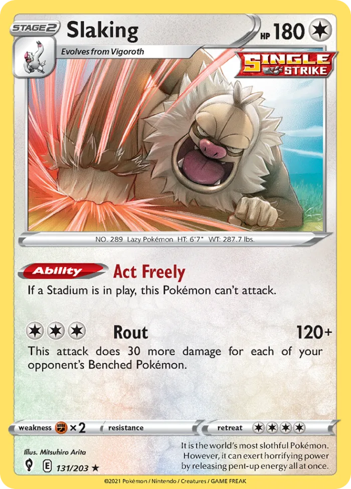 Slaking #131 Evolving Skies Pokemon card