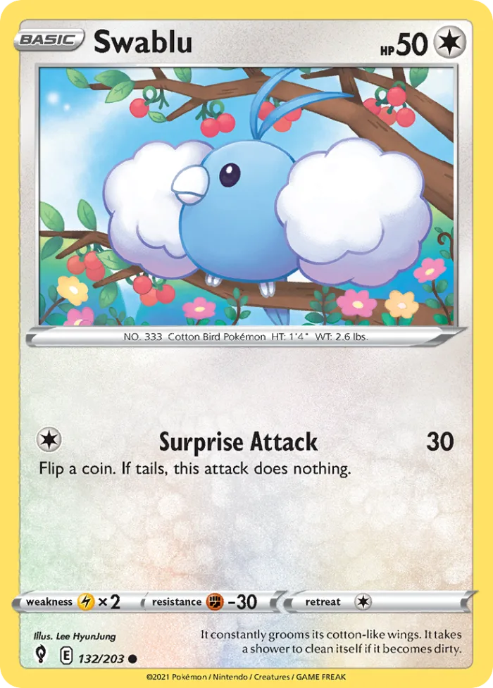 Swablu #132 Evolving Skies Pokemon card