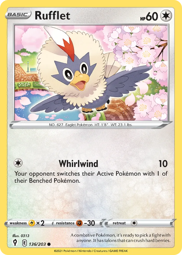 Rufflet #136 Evolving Skies Pokemon card