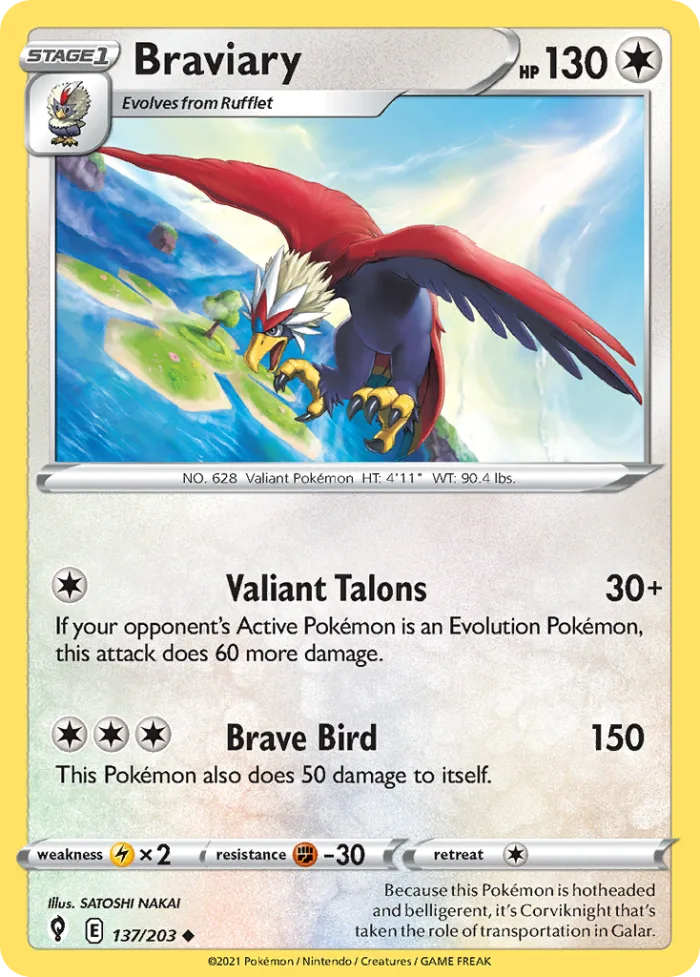 Braviary #137 Evolving Skies Pokemon card