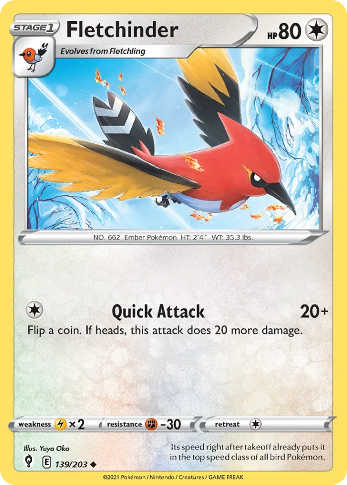 Fletchinder #139 Evolving Skies Pokemon card