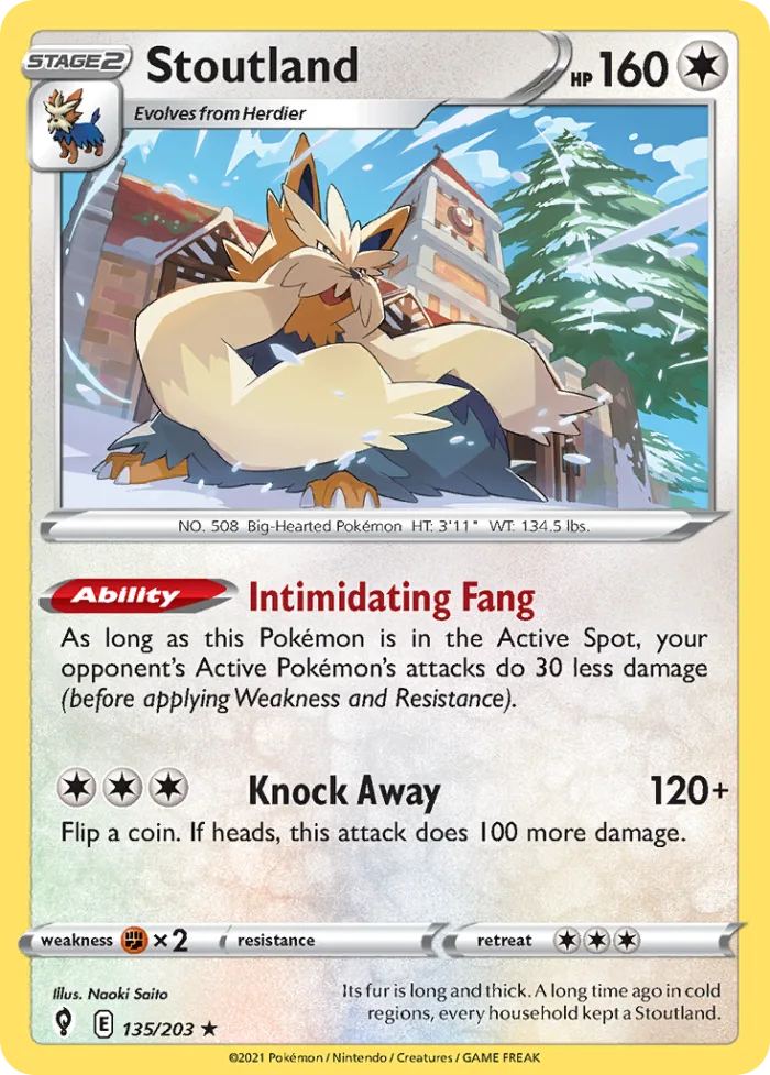 Stoutland #135 Evolving Skies Pokemon card