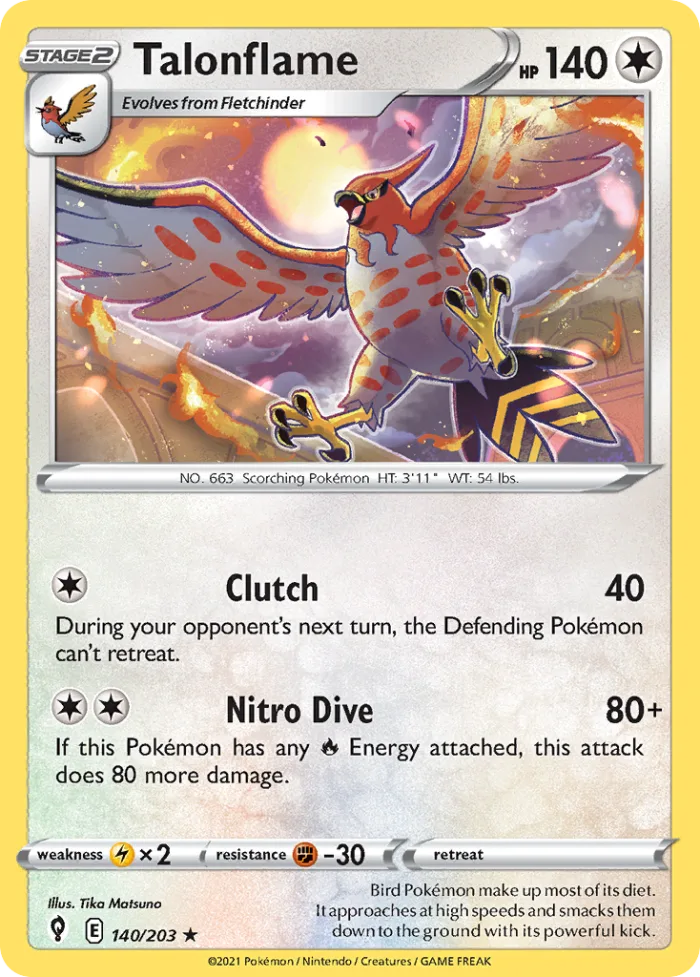 Talonflame #140 Evolving Skies Pokemon card