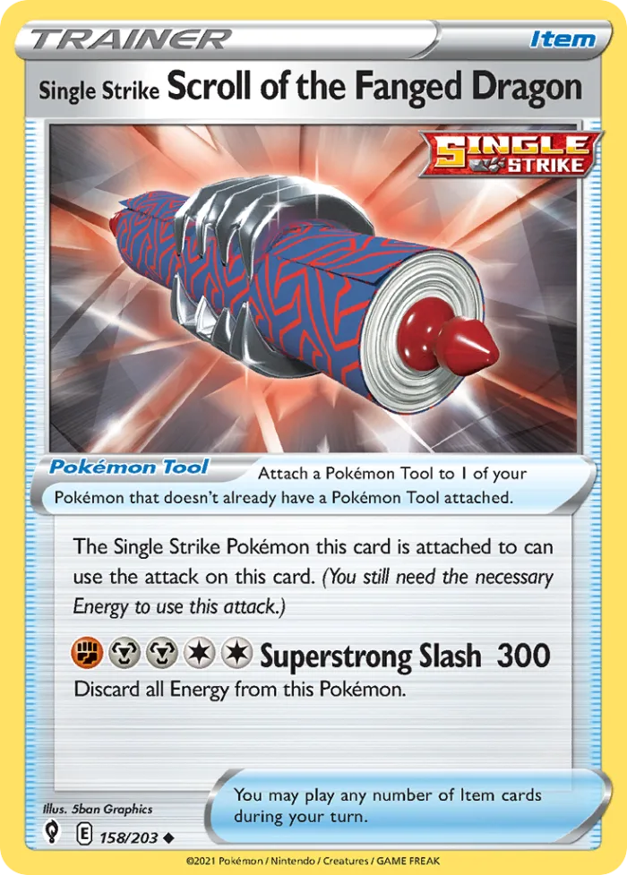 Single Strike Scroll of the Fanged Dragon #158 Evolving Skies Pokemon card