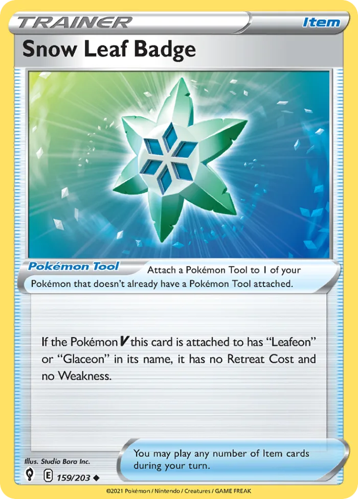 Snow Leaf Badge #159 Evolving Skies Pokemon card