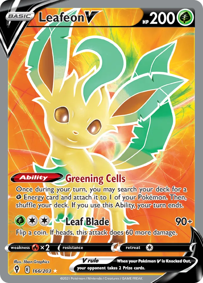 Leafeon V #166 Evolving Skies Pokemon card