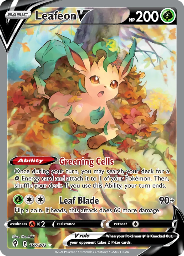 Leafeon V #167 Evolving Skies Pokemon card