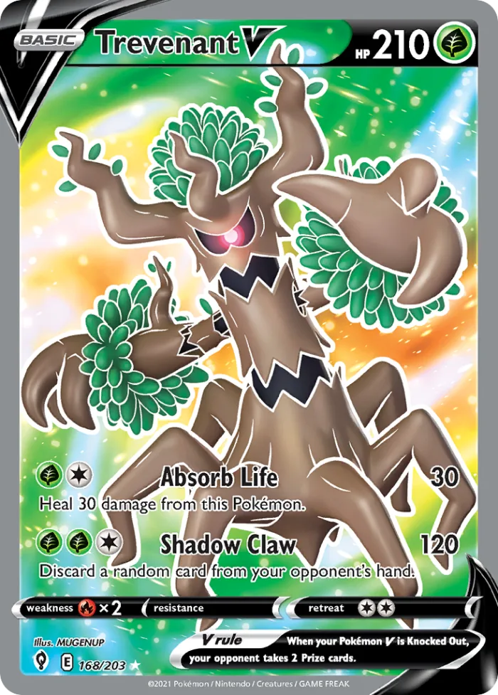 Trevenant V #168 Evolving Skies Pokemon card