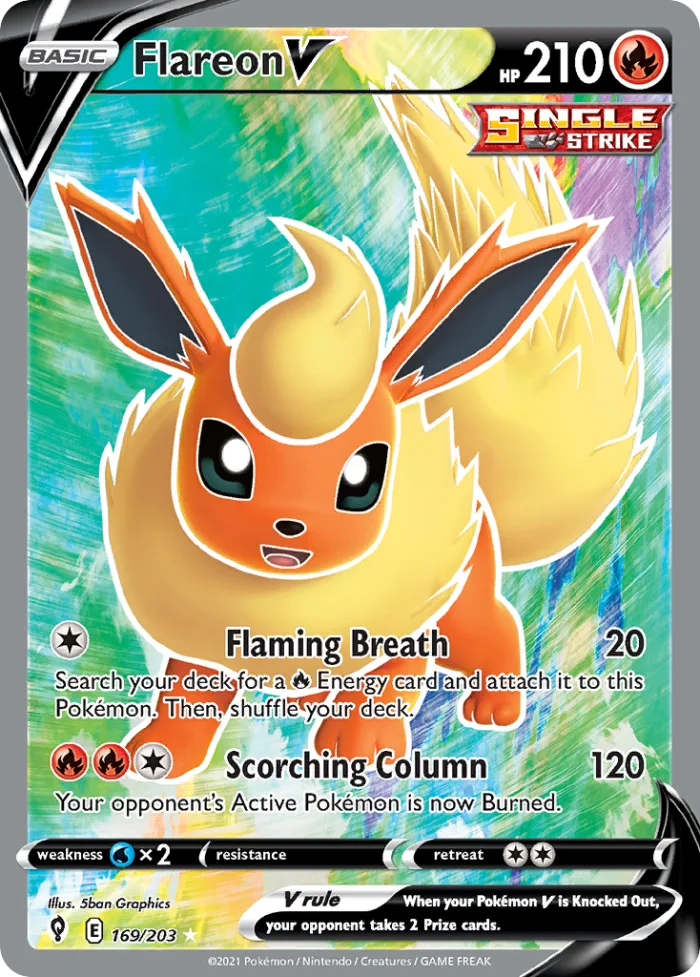 Flareon V #169 Evolving Skies Pokemon card