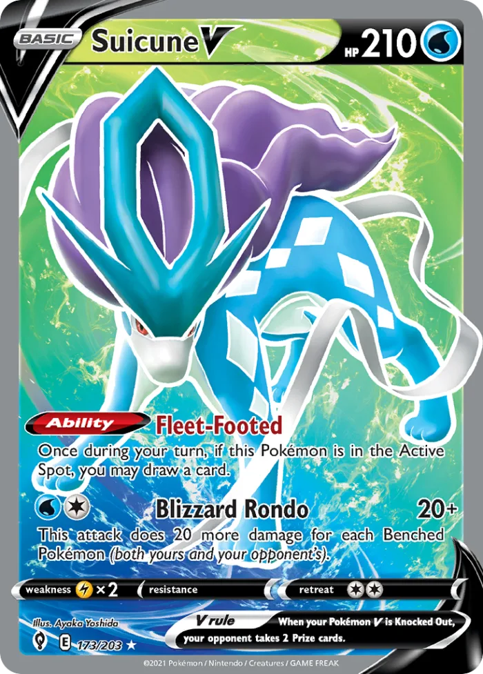 Suicune V #173 Evolving Skies Pokemon card