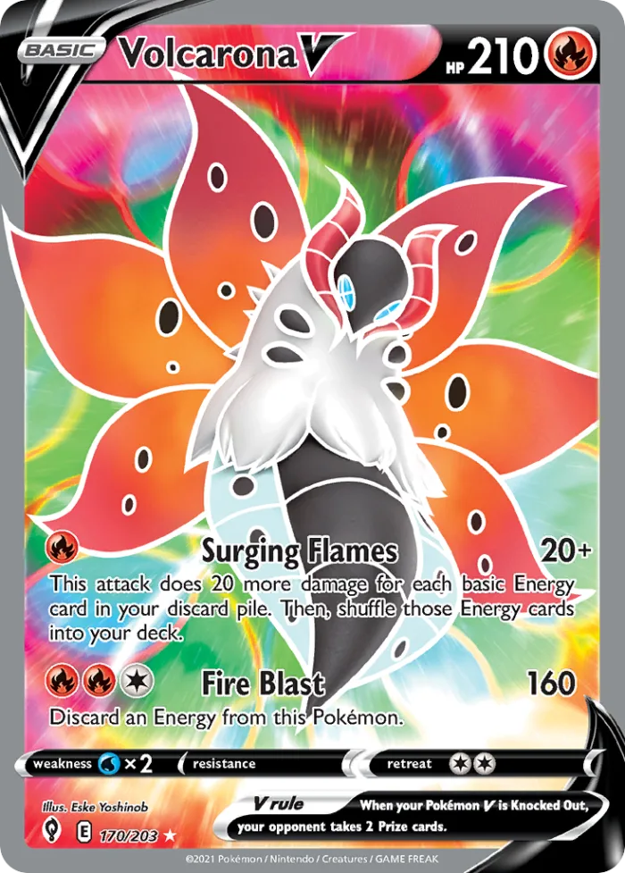 Volcarona V #170 Evolving Skies Pokemon card